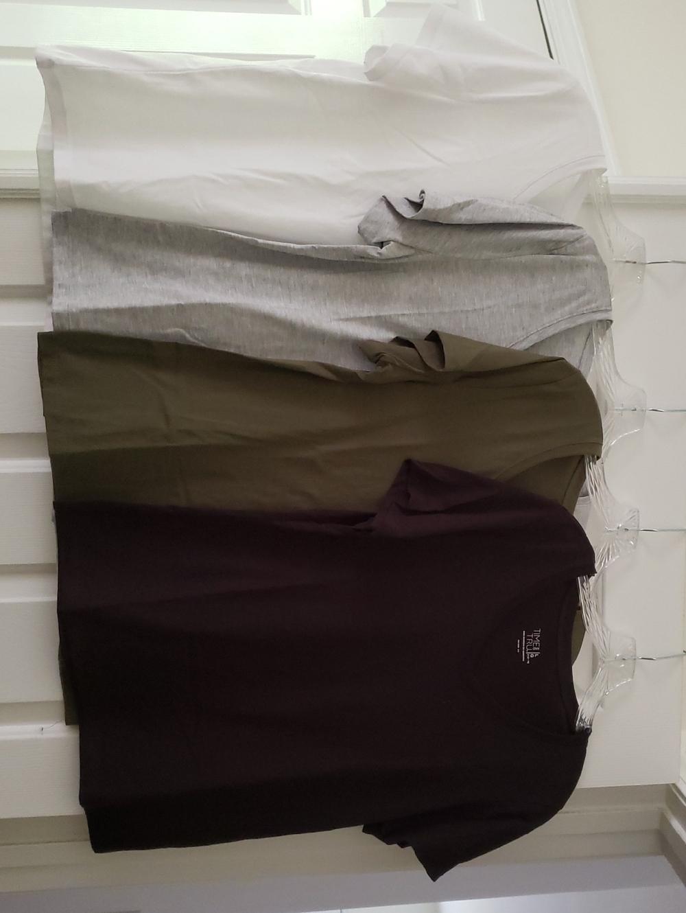 Time and Tru Women's Short Sleeve V-neck Tees - White, Gray, Olive, Black